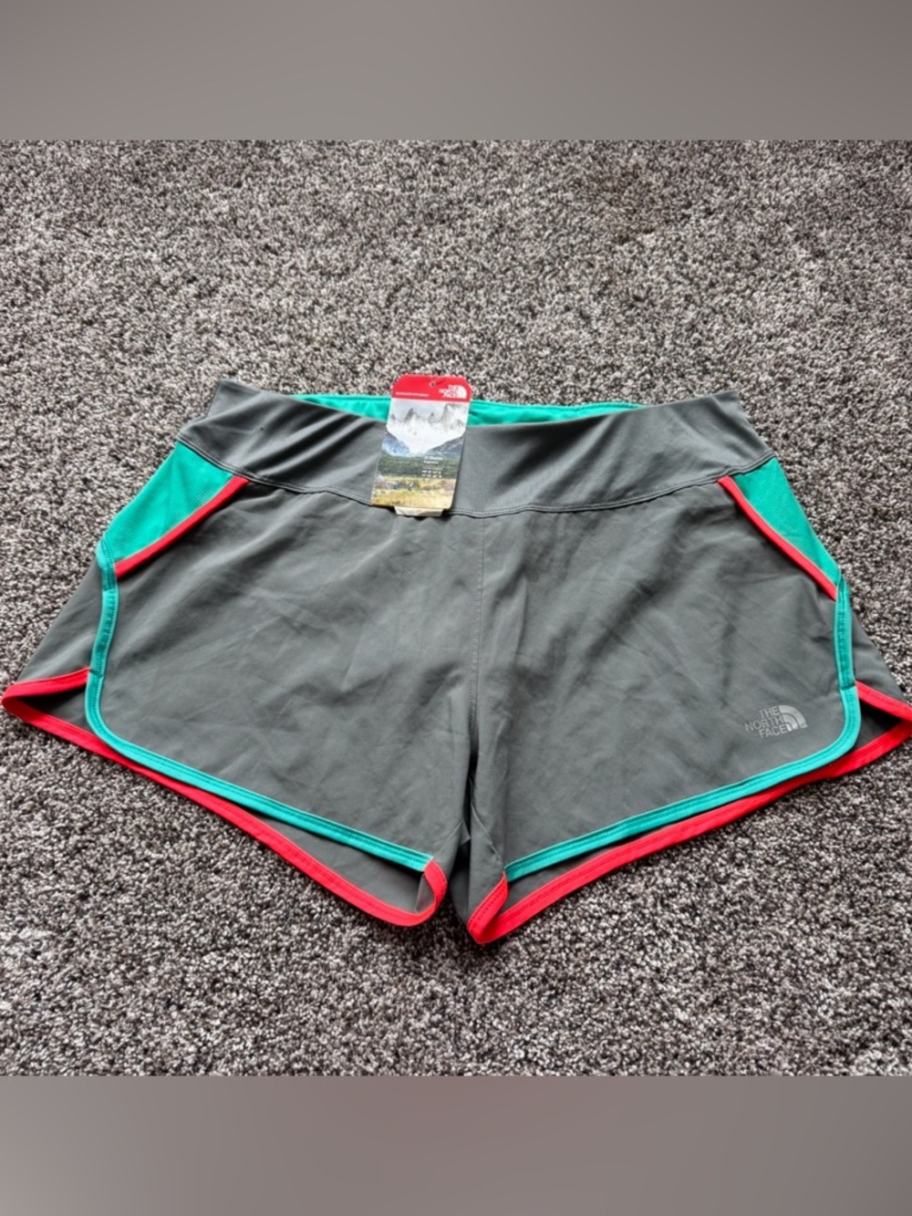 NEW The North Face Women's Gray Athletic Shorts with Color Accents